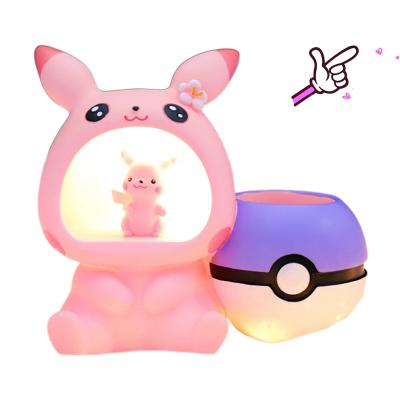 China Japan 2022 Best Selling Cartoon Figure Pink Yellow Have Night Light Pen Holder Hand Made Resin Opens For Home Decoration for sale