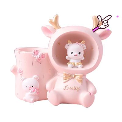 China New Beautiful Creative China Style Desktop Children's Student Desk Decoration Birthday Gift Pen Holder Light Resin Arts and Crafts for sale