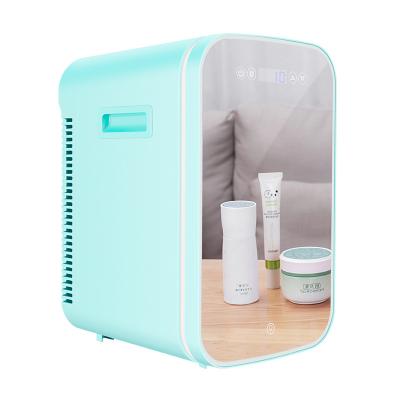 China ABS 220V Mini Glass Door Refrigerator With Mirror Temperature Mini Skin Care Cosmetic Fridge for sale