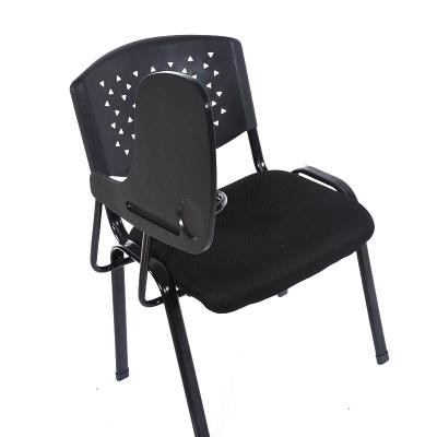 China Wholesale Stackable School Desk Study Meeting Chairs Metal Frame Adult Training Chair With Notepad for sale