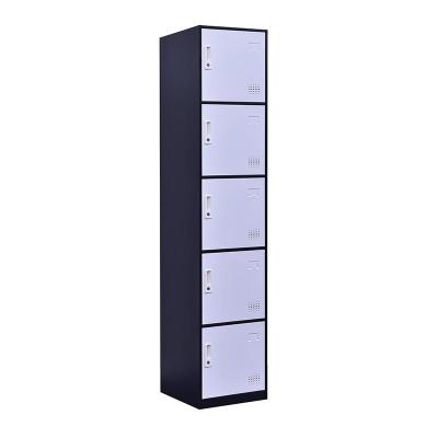 China Modern Furniture Simple 5 Door Locker Wardrobe Cabinet Beach Steel Locker for Clothes and Shoes for sale