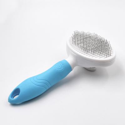 China A Viable Dog and Cat Fur Shedding Slicker Brush Self Cleaning Button Pet Hair Grooming Slicker Brush for sale