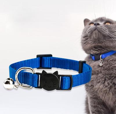 China Solid Color Stocked Quick Release Adjustable Plain Kitty Cat Collars With Bell for sale