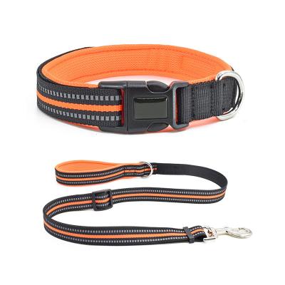 China Reflective Heavy Duty Soft Neoprene Padded Breathable Nylon Pet Collar And Leash Set For Dogs Puppy for sale