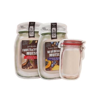 China Moisture Proof Moisture Proof Plastic Food Packaging Transparent Jar Shaped Mason Jar Bag for sale