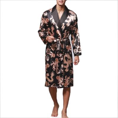 China Cheap 2021 Summer V-Neckline Kimono Collar Sexy Two Piece Sets Men's Satin Long Robe QUICK DRY With Pants for sale