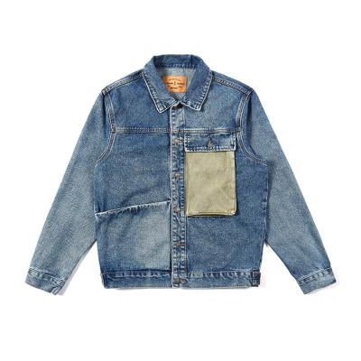 China Spring Autumn Breathable Wholesale Blue Washed Vintage Coat Casual Distressed Mens Denim Jacket For Men for sale