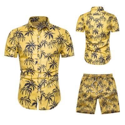 China Wholesale Custom Summer New Anti-pilling Hawaiian Beach Short Sleeve Sets Mens Flower Print Shirts And Shorts Sets for sale