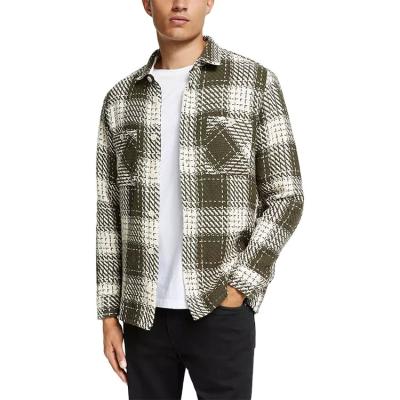 China Factory Supply 100% Breathable Cotton Long Sleeve Overshirt Over Waist Plaid Causal Mens Shirts for sale