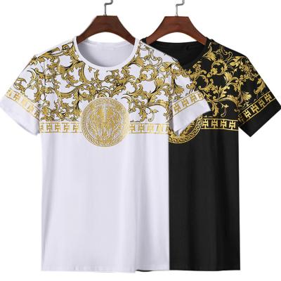 China 2021 New High Street Rhinestone Animal Print Hombre Breathable QUICK DRY Men Fashion Design Flower T-shirts for sale