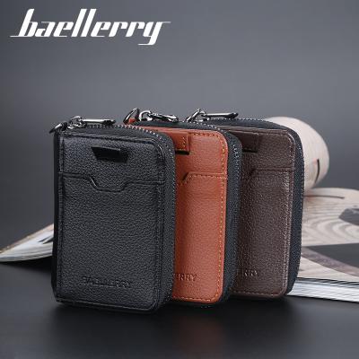 China Baellerry Coin Purse Mini Size Change Purse Soft RFID Credit Card Holder Soft Outdoor Genuine Leather Wallet With Zipper for sale