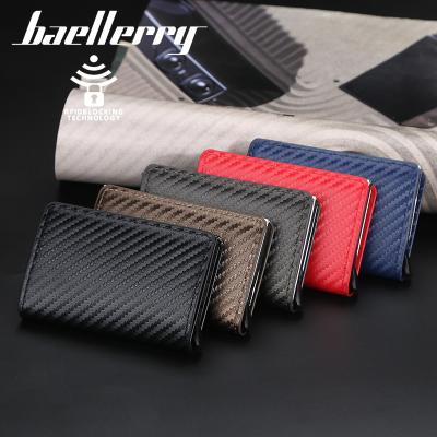 China Soft surface 2022 RFID vintage baellerry card wallet credit card holder men and women metal aluminum pop up card holder for sale