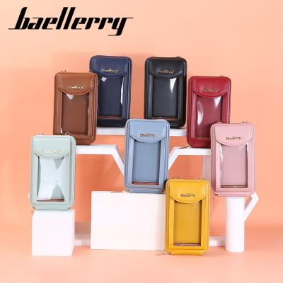 China BAELLERRY Korean style zipper news large capacity shoulder bag mobile phone touch screen waterproof transparent bag women for sale