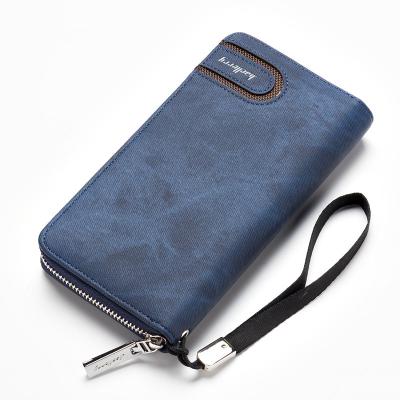 China Baellerry Waterproof Hot Sale PU Leather Long Men's Canvas Phone Case Slim Wallet for sale