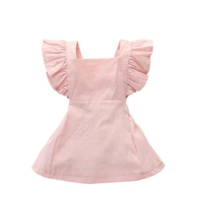 China Casual Cute Baby Cotton Skirts Sleeve Strap Solid Color Skirt for sale