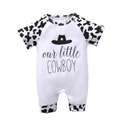 China Alphabet Cow Head Printed Casual Short Sleeve Hallow Onesie Creep Costume for sale