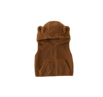 China British autumn and winter breathable hooded baby vest boys and girls casual cute baby romper go out clothes baby crawling suit for sale