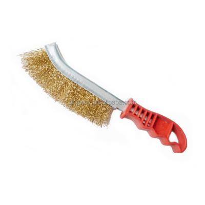 China Plating Polishing Type Copper Wire Knife Derusting Brush With Plastic Handle for sale