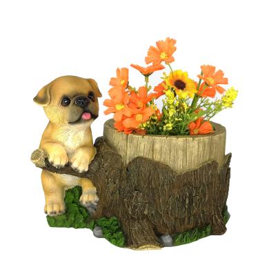 China Wholesale Europe garden decoration designer flower pots decoration garden puppy resin flower pot for sale