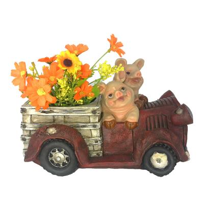 China Europe resin flower pot pig leading garden supplies garden decoration pig resin flower pot customization for sale