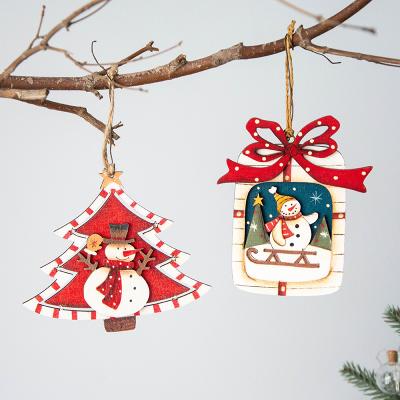 China Durable Wooden Christmas Ornaments 3D Wooden Wooden Christmas Tree Ornaments for sale