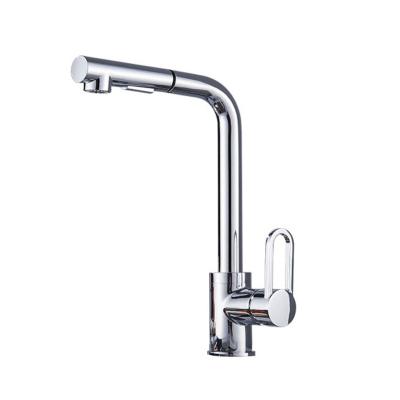 China Metered Faucets Modern pull-out kitchen faucet chrome-plated brass kitchen faucet with spray for sale