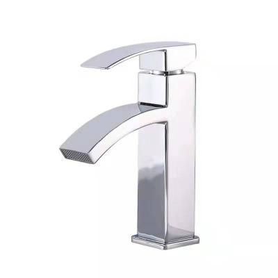 China Metered Faucets High standard electroplating hot selling curved mouth waterfall bathroom wash basin faucet for sale