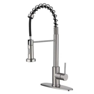 China Metered Faucets Stainless steel high quality single handle pull-down sink faucet flexible sprayer kitchen faucet for sale