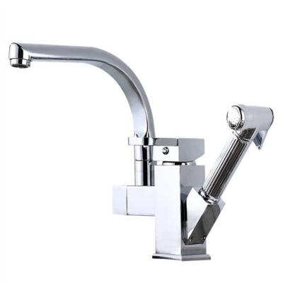 China Metered Faucets Multifunctional kitchen faucet brass chrome-plated extraction kitchen sink mixing faucet with spray faucet for sale