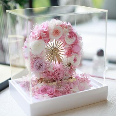 China Durable Amazon Newcomers Handmade Christmas Gift Preserved Acrylic Flower Ferris Wheel for sale