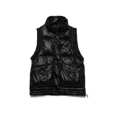 China Wholesale Custom Viable Hot Sale LOGO Zipper Winter Jacket Black Stitched Down Stripper Vest Unisex for sale