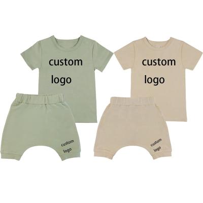 China Custom Street Casual Wear Toddler Shorts Sets Regular Fit T-shirt 100% Cotton Slouch Short Kids Sets Two Piece Lounge Set Kid Summer for sale