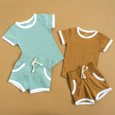 China Boys Casual Summer Sets Ringer T-shirt OEM Regular Fit Lounge Shorts Loose Two Pieces Loungewear Manufacturer Shorts And Shirt Set Kids for sale