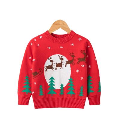 China New Breathable Long Sleeves Animal Jacquard Dot Sweater Kids Clothes Pullover Holiday Christmas Kids Clothing for sale