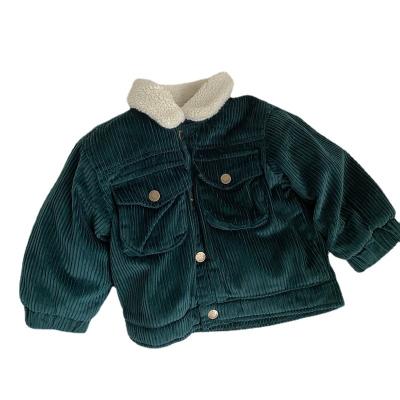 China Custom Anti-wrinkle girls and boys corduroy jacket winter kids plus long sleeve velvet jacket children's clothing for sale