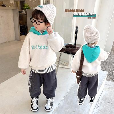 China New fashion hot sale discount price anti-shrink plus cashmere children's clothing boys warm custom Hoodies for sale