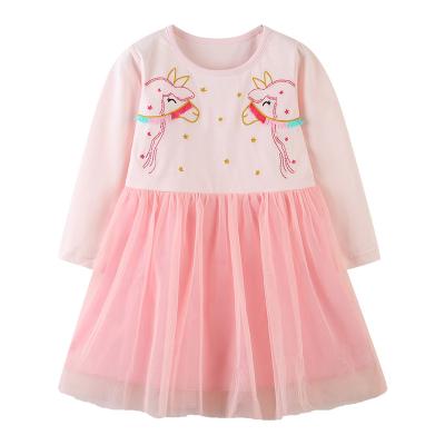 China New Breathable Elegant Children Bridesmaid Winter Dress Children Flower Girls Clothing Girls Princess Tulle Long Sleeve Dress for sale