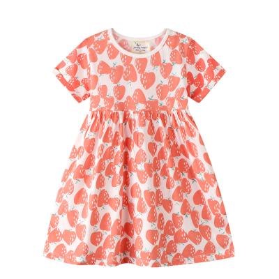 China Summer Breathable Girl Short Skirt T-shirt Sleeve Children's Cute Strawberry Print Dress for sale