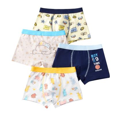 China Wholesale Breathable Boy Kids Teen Boxer Underwear Briefs Striped Organic Cotton Boxer Panties for sale