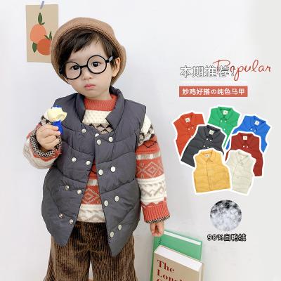 China Hot Selling Breathable Kids Sleeveless Down Casual Kids Duck Down Vest Lovely Light Winter Vest for sale