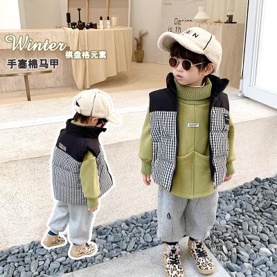 China High Quality Breathable Winter Coat Zipper Kids Invest Plaid Fashion Winter Boy Warm Vest for sale