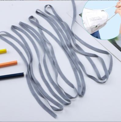 China Wholesale Soft Elastic No Tension Ears 6MM Cotton Seersucker Colorful Flat Mask Earloop Elastic Band For Face Mask for sale