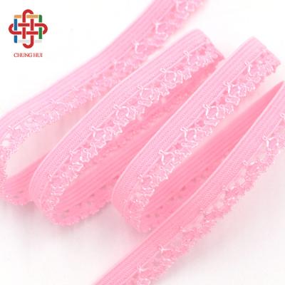 China CHUNGHUI pretty 10MM lingerie lace elastic trim woven jacquard elastic pink elastic for underwear garment accessories for sale