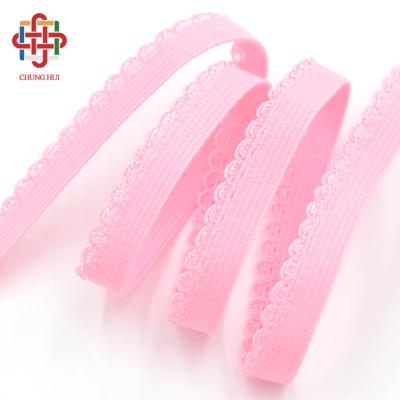 China Factory Free Sample Elastic Pink Knitted Bra Nylon Spandex Underwear Elastic Lace Trimmed Elastic Band Strap for sale