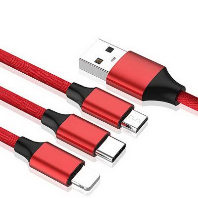 China High Quality USB Fast Charging 3 Cable In 1 Usb Tipo C Fast Charging Nylon Woven Data Cable Usb Cable With Cheap Price for sale