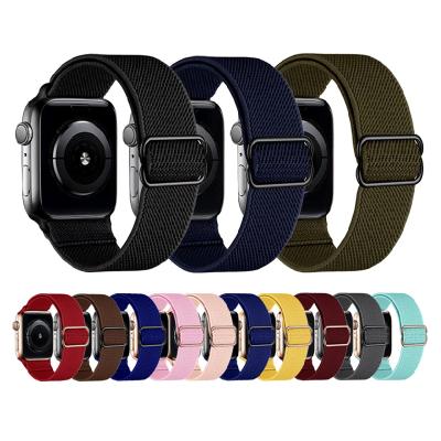 China Fabric Loop Nylon Strap For Apple Watch Band 6 Series 6 Replacement Elastic Watch Strap 38mm 40mm 42mm 44mm Iwatch for sale