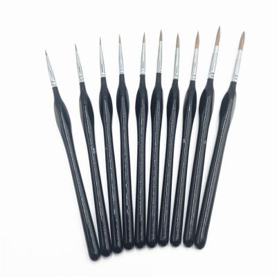 China Artist Painting Cheap Art Materials 10pcs Detail Brushes With Wolf Hair for sale