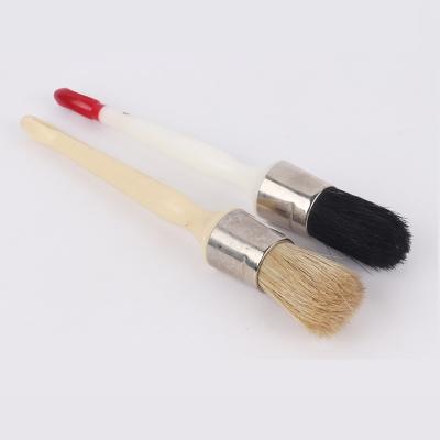 China Wholesale Round Head Black Bristle Hair Paint Brush With Wooden Handle for sale