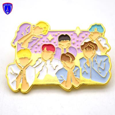 China Custom Europe Korea Idol Kpop Pin Idol Pin Soft Enamel Lapel Pin With Butterfly Clutch for sale