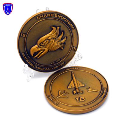 China Antique Gold 3D Eagle Airplane Shooter Coins Fireman Challenge Coins from Europe for Pakistan for sale